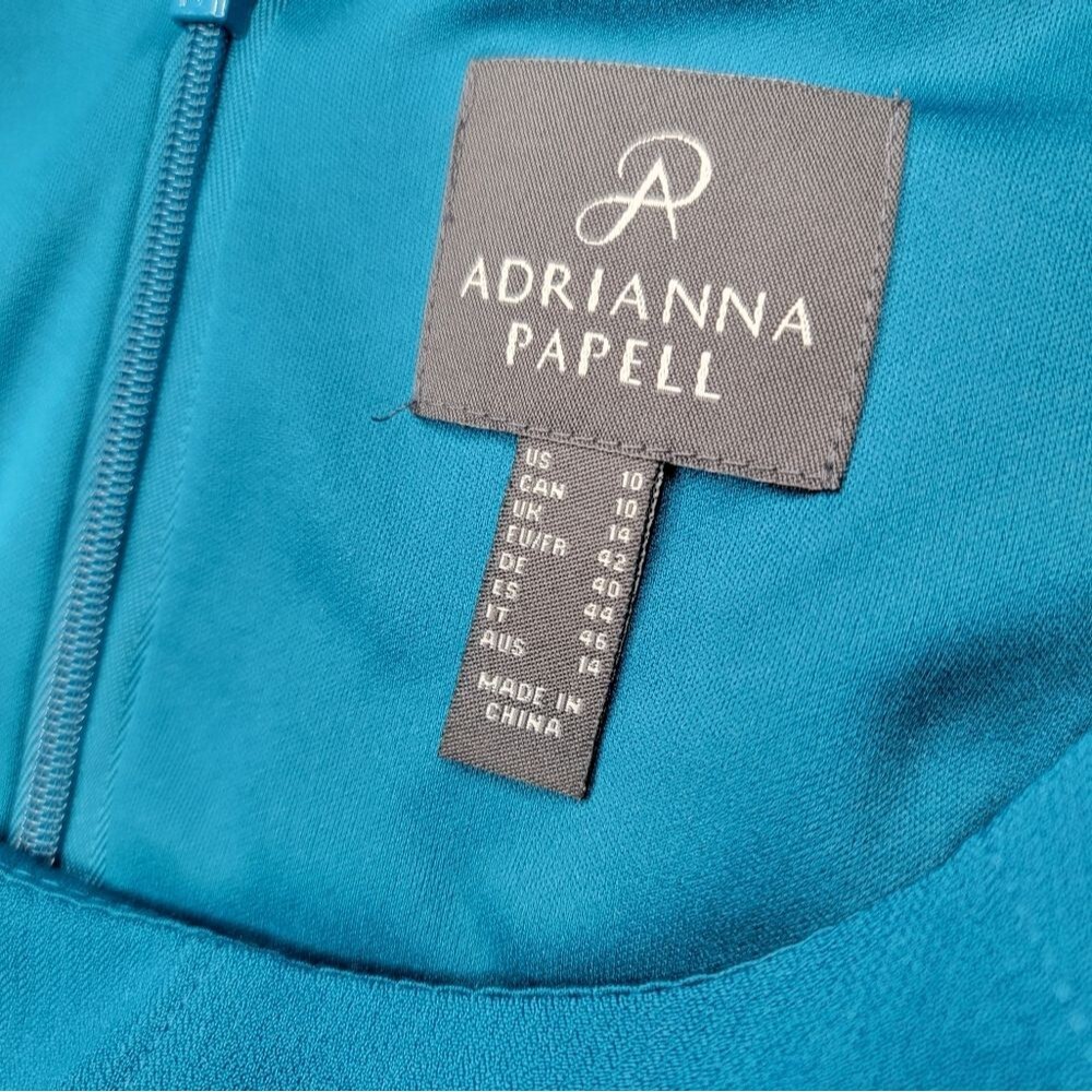 Adrianna Papell women’s size 10 jewel neck sleeveless teal sheath dress lined - Picture 10 of 12